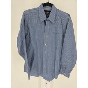 Cambridge Classics Mens Sz M Long Sleeve Button Up Dress Shirt Blue Plaid Cotton